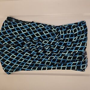 Vince Camuto Black and Blue Patterned Top